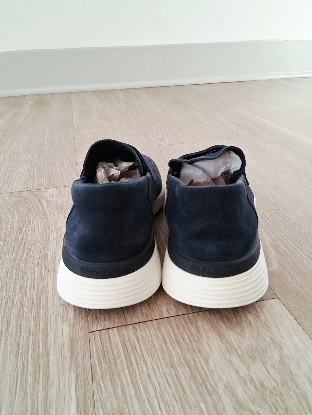 Wolf & Shepherd Crossover Loafer In Navy Suede